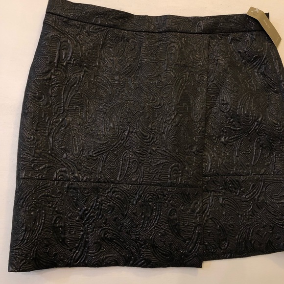 J. Crew Origami Skirt in Metallic Matelasse Mini Wrap Front Black Size 4 - Picture 10 of 15